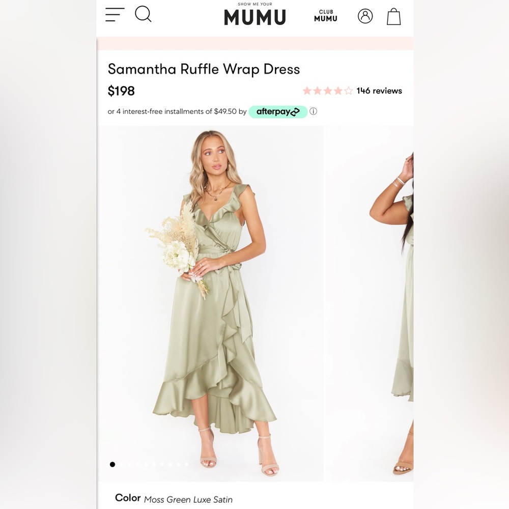 Samantha Ruffle Wrap Dress - Moss Green